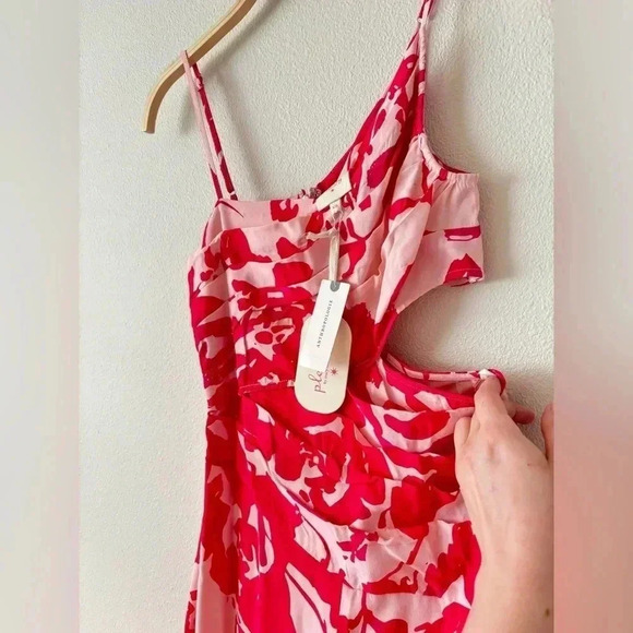 NWT Anthropologie Plenty by Tracy Reese Floral Pink Draped Cutout Jumpsuit XS - Picture 5 of 8